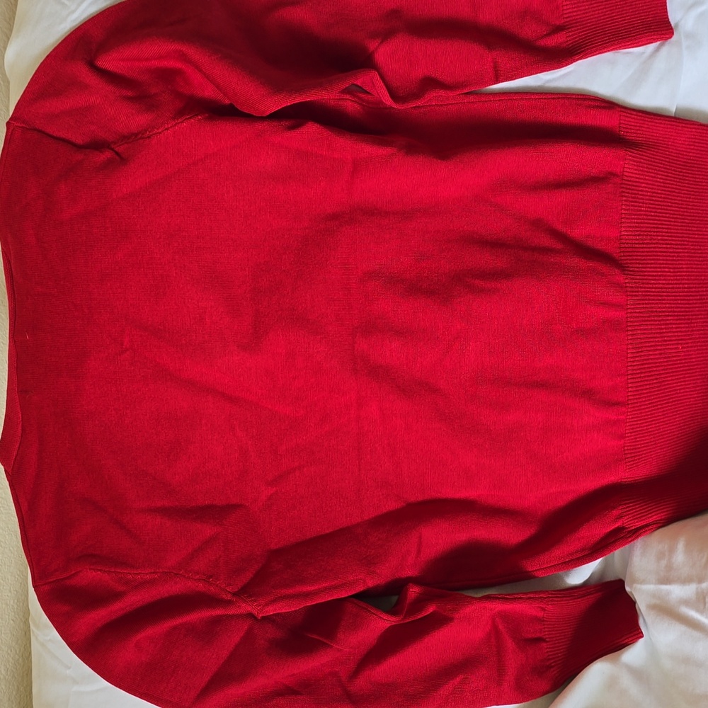 Womens Size XL Red V-Neck Button Cardigan Sweater - Women's - Picture 2 of 2